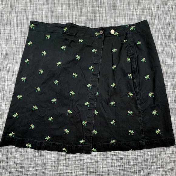 Kate Hill Woman Dresses & Skirts - Kate Hill Womens Wrap Skirt Tagged 18W Altered Black Palm Trees Embroidered